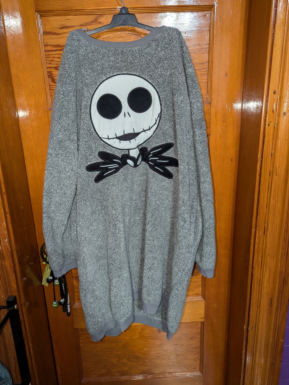 Women's Nightmare Before Christmas Gray Pullover Sweater Sleep Dress